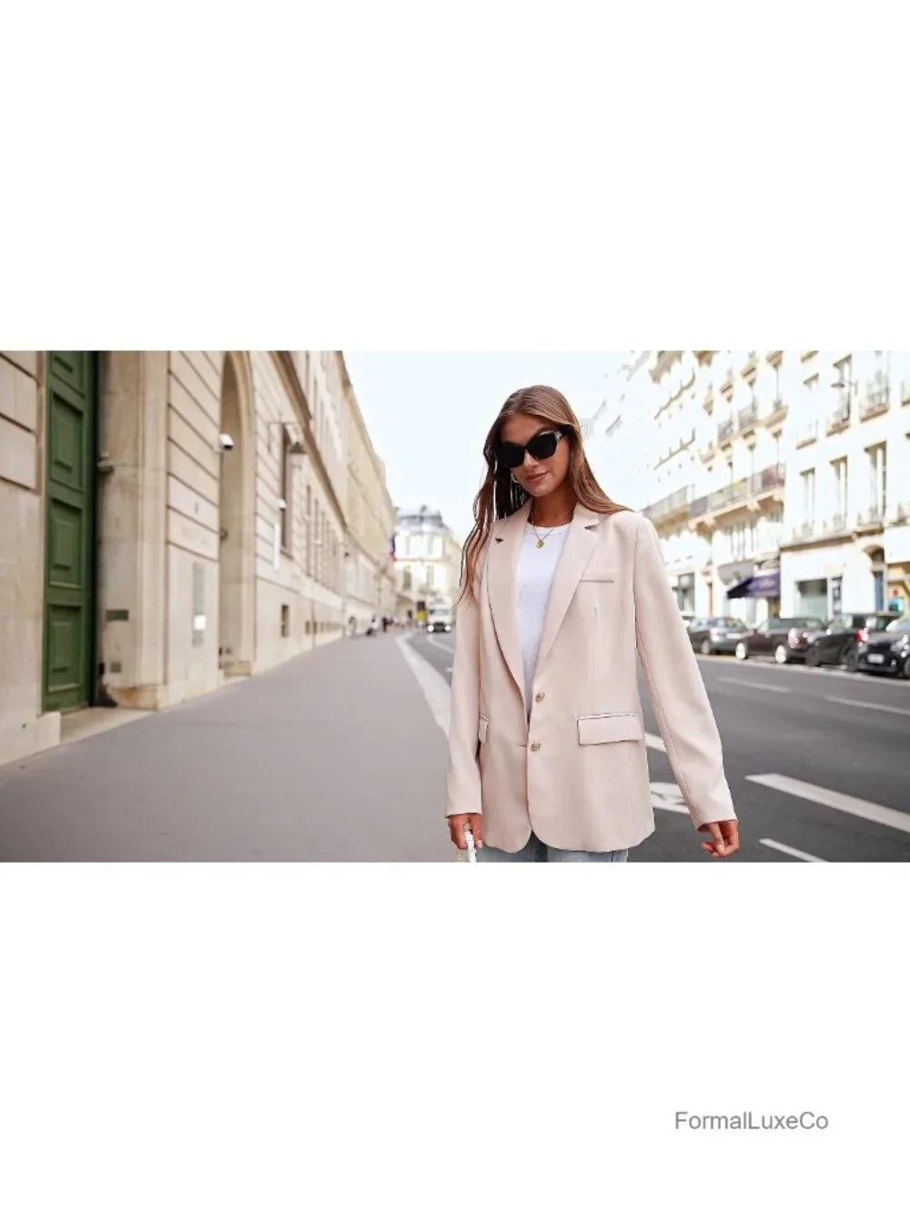 Women's Business Casual Blazer Notch Lapel Long Sleeve Padded Shoulders Work